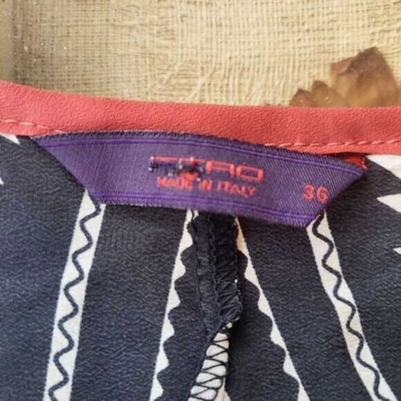 Etro Black/White Diamond Geometric Embroidered Silk Kimono Sleeve Mini Dress XS - Picture 6 of 7